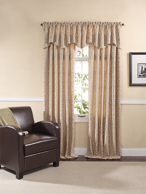 Pewter 55 by 17-Inch Stylemaster Twill and Birch Bryce Chenille Scalloped Valance with Cording