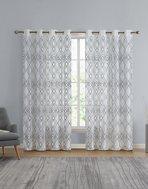 52"x 84" Twill & Birch by Bella Maison ESTELLE Embroidered Grommet Panel 